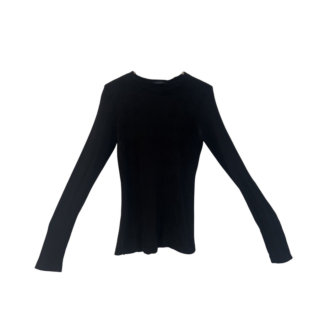 Piazza Sempione Black Long Sleeve Crew Neck Knit Top Made in Italy